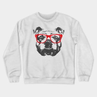 English Bulldog T Shirt Design Red Glasses Nice Crewneck Sweatshirt